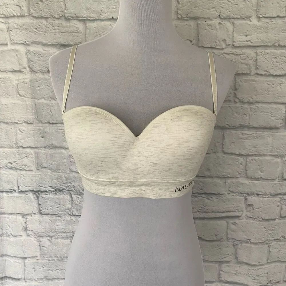 Nautica intimates women 36B new padded adjustable removable strap bra cream